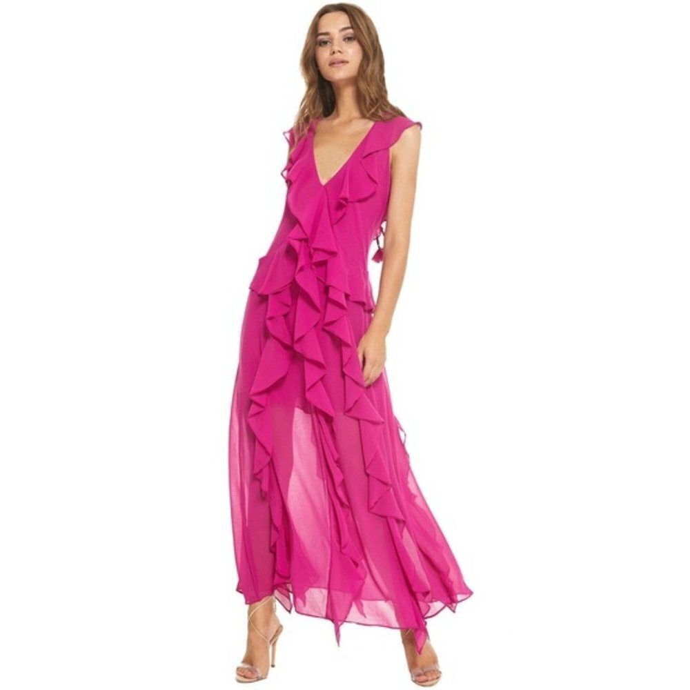 NWT MISA Los Angeles Claudita Dress Pink Ruffles